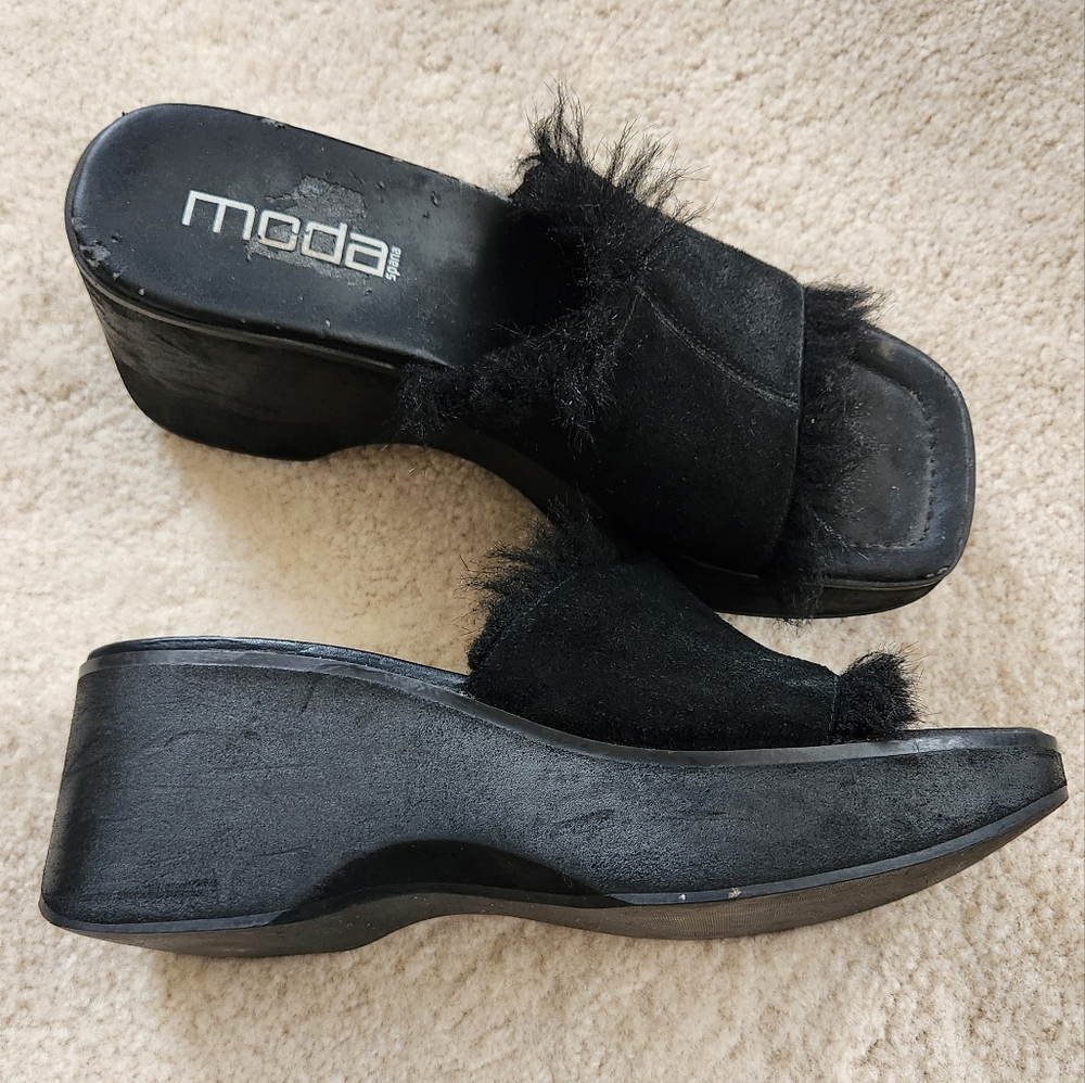 Vintage Y2K 90s Faux Fur Platform Mule Wedge BRatz Dollz Kill 8 - Picture 2 of 8